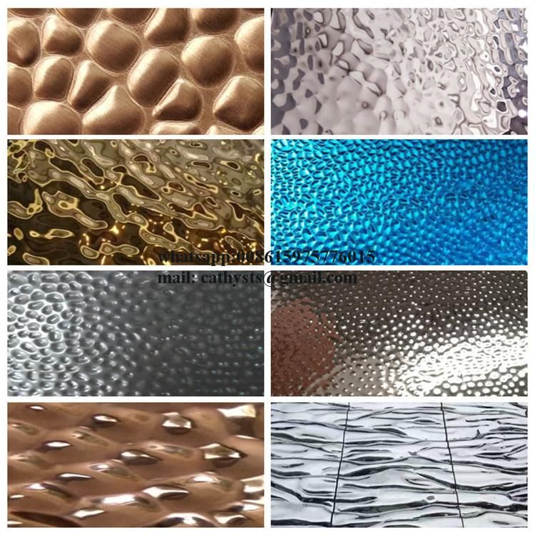 Mirror Finish Embossed Decorative Panel Water Ripple Stainless Steel Sheet
