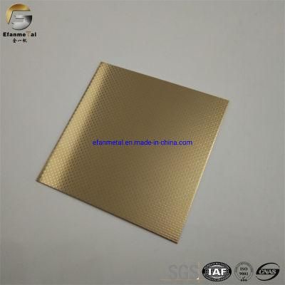 Ef278 Original Factory Elevator Panels 0.8mm 316 Gold Mirror Little Grain 3D Embossing Stainless Steel Sheets