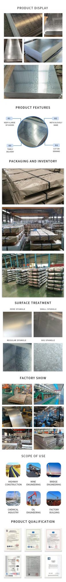 Galvanised Steel Plate Gi Dx51d Building Material Galvalume Roofing Materials A653 S350gd G90 G60 G550 Z100 Z275 Zinc Coated Hot Dipped Galvanized Steel Sheet