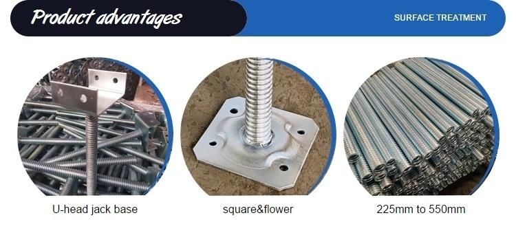Galvanized Adjustable Hollow/Solid Steel Jack Base Screw Jack Scaffolding U-Head Shoring Jack Base