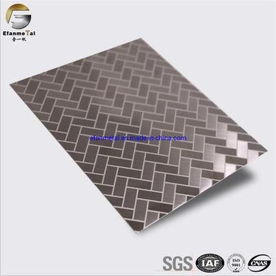 Ef363 China Original Home Decoration Kitchenware Panel 304 1.0mm Etched PVD Stainless Steel Decorative Sheets