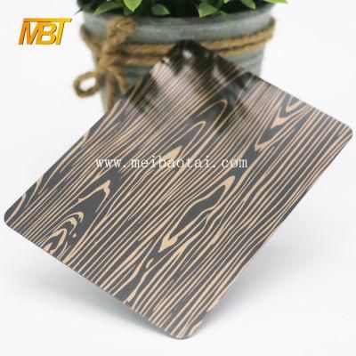 Art Stainless Steel Sheet Transfer Print Wooden Grain Pattern Stainless Steel Sheet for Decoration Wall