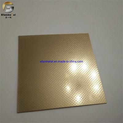 Ef282 Original Factory Kitchenware Panel 0.8mm 304 Gold Mirror Little Grain Embossing Stainless Steel Plates