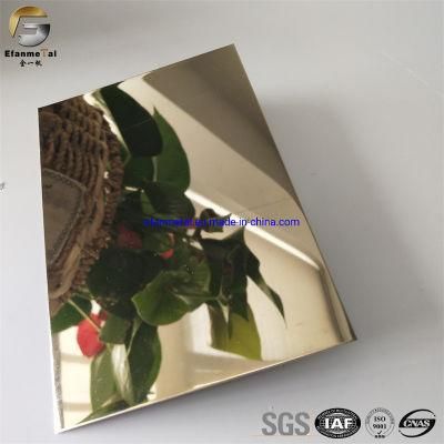 Ef044 Original Factory Hotel Inner Decoration Wall Clading Panels 0.7mm 4*8 Champagne Gold Mirror Stainless Steel Sheets