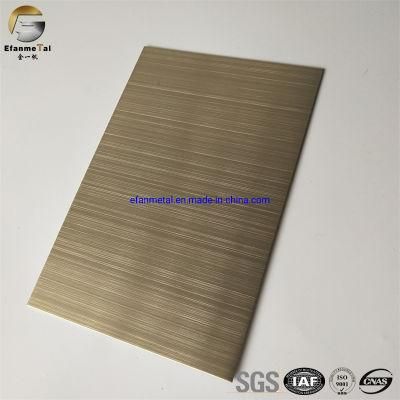 Ef127 Original Factory Sample Free Villa Decoration Panels 4*8 Champagne Gold Brushed Shiny Stainless Steel Plates