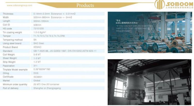 SPCC Mr Tinplate Coil/Electrolytic Tinplate Coil/Tinplate Sheet