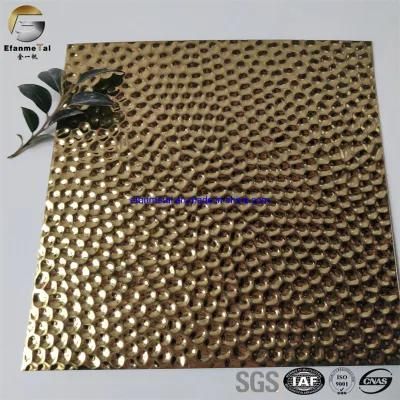 Ef272 Original Factory Roofing Sheets Panels 0.7mm 304 Gold Mirror Honeycomb Embossing Stainless Steel Sheets