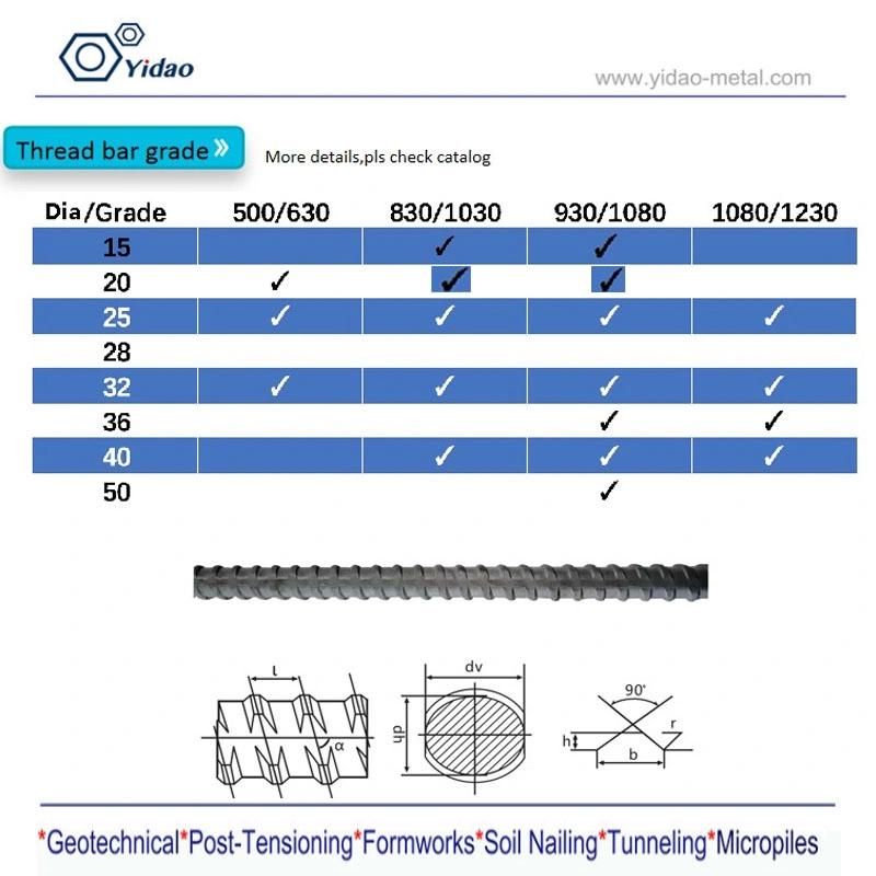 Yidao Threadbar Anchor for Soil Nails Micropiles