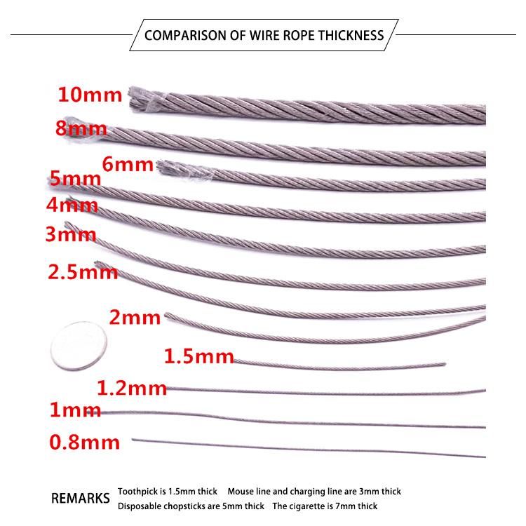 1/8" 1/4" 5/16" 3/8" 7/16" Wire Rope Steel Wire Rope