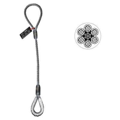 Single Leg Wire Rope Slings - Eye and Thimble 6X25 Bright Eips Iwrc