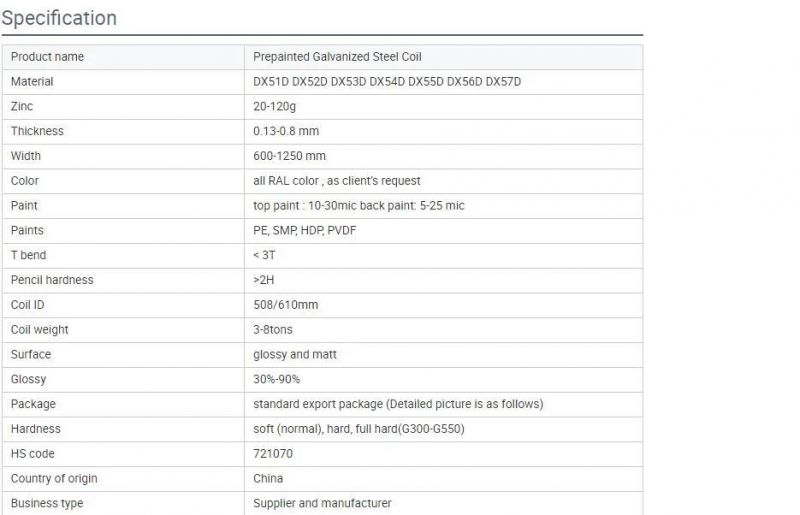 Pre Painted Metal Sheet Price PPGI Steel Coil with China Standard for Export