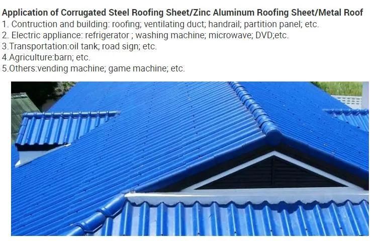 Dx51d SGCC CGCC Galvanized Zinc Coated Color Painted Prepainted Aluminum PPGI Gi Gl PPGL Stainless Steel Corrugated Carbon Steel Galvalume Roofing Tiles Sheet