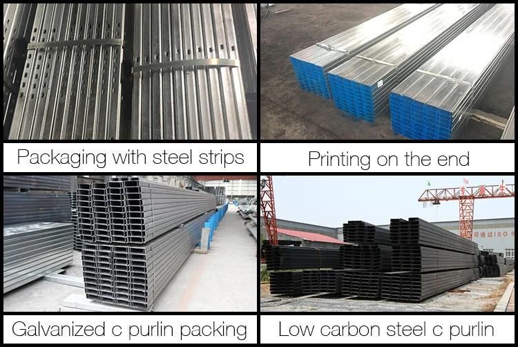 Support Steel C Channel, Carbon Steel Roofing C Purlin, Hot Galvanized Steel C Purlin
