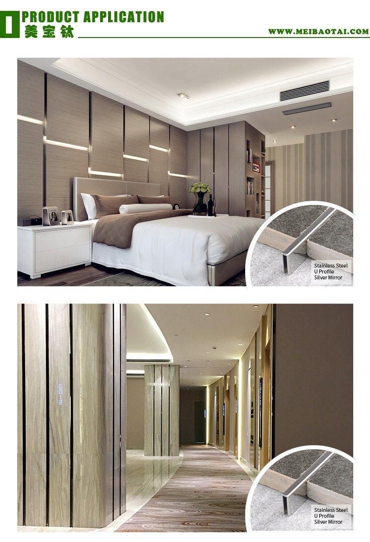 PVD Golden 8K Mirror Polish Surface Design Decorative Profile Stainless Steel Matal Tile Trim for Building Material