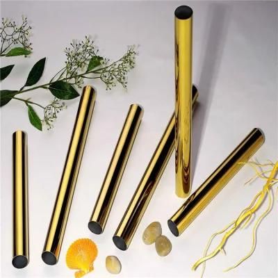 Inox Steel 304 Tube Gold Colored Stainless Steel Pipe with PVD Plated