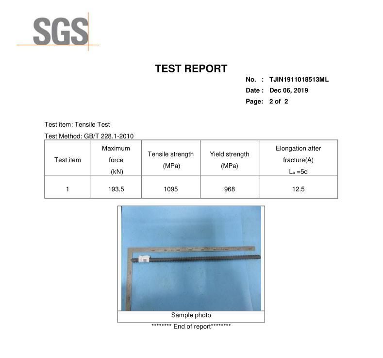 Formwork Tie Bar with High Tensile for Concrete Construction