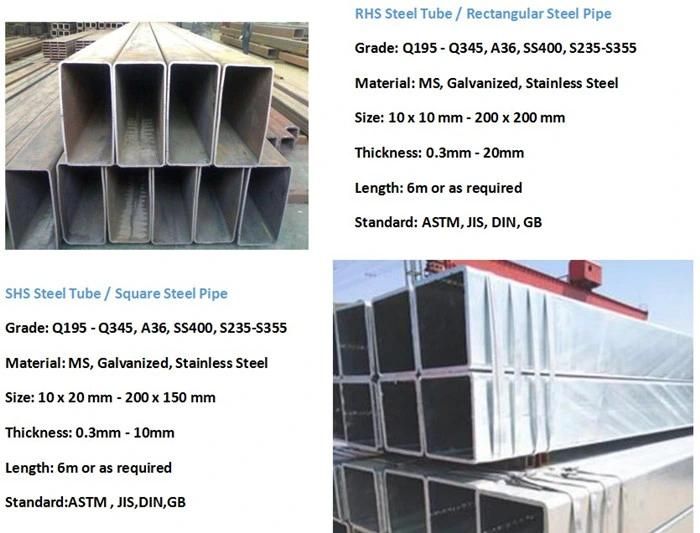 Ms Carbon Big Size Carbon Steel Pipe Round Square Rectangular Steel Tube