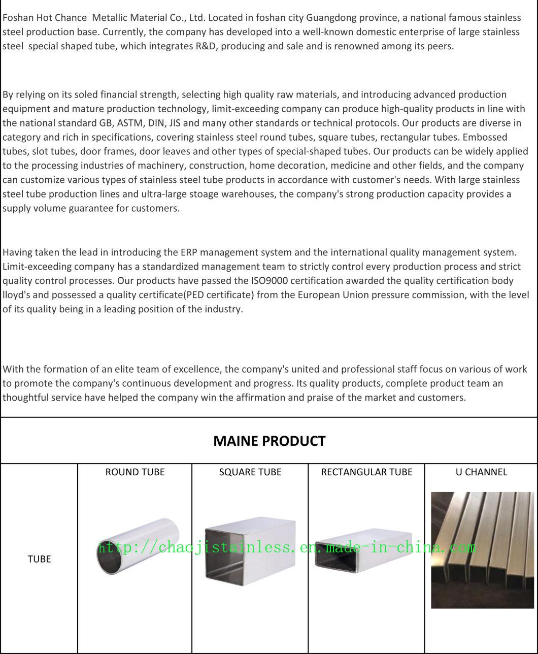 Special Shaped Stainless Steel Pipe for Railing