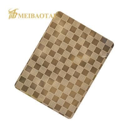 Embossed Linen Kitchen Wall 3D Coating Pattern PVD Color Coating Panel Decorative Plate Grade 4FT X 8FT 0.65mm 201 Stainless Steel Plate