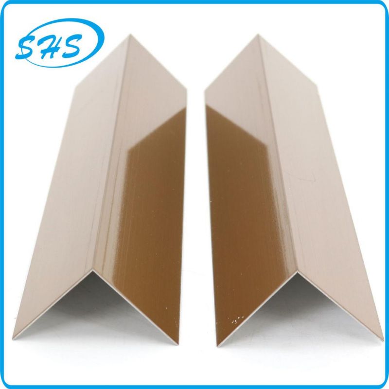 Stainless Steel V-Shape Angle Trims with Ti-Golden Color 800 G Mirror Finish as Accessories for Tile Corners and Wall Corners