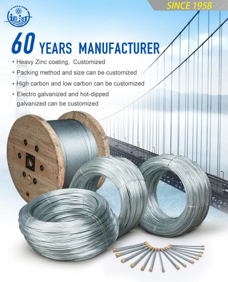 7/2.0mm Galvanized Steel Wire Strand for Optical Fiber Cable OFC