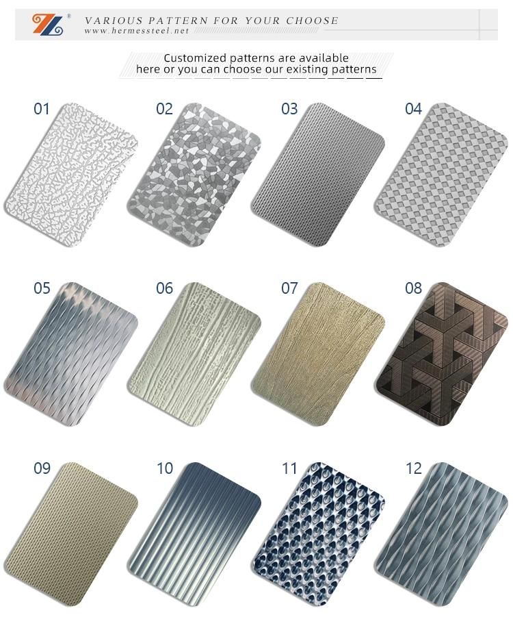 2020 Hongwang New Design 4X10 Stainless Steel Embossed Color Sheet for House Building Interiors Design
