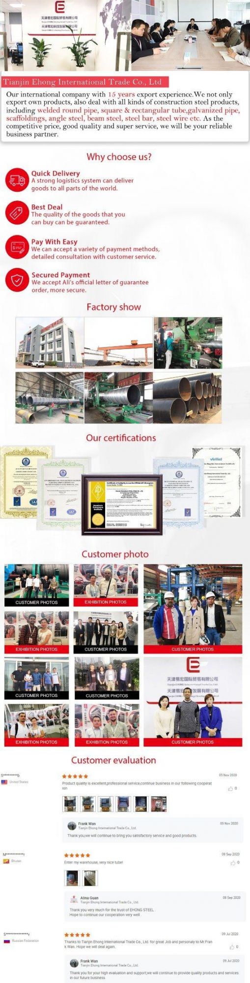 ERW Manufacturer in China with Diameter From 10mm to 630mm