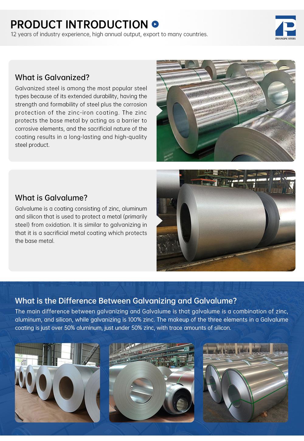Zhangpu Cold Rolled Steel Coil Galvalume Hot Dipped Galvanized Steel Coil Price