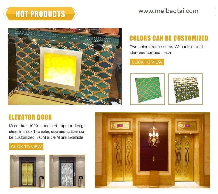 Arabic Style Elevator Cabin Pattern Decorative Gold Etched Stainless Steel Plate for Thickness 0.7mm 4X8 FT Sheet