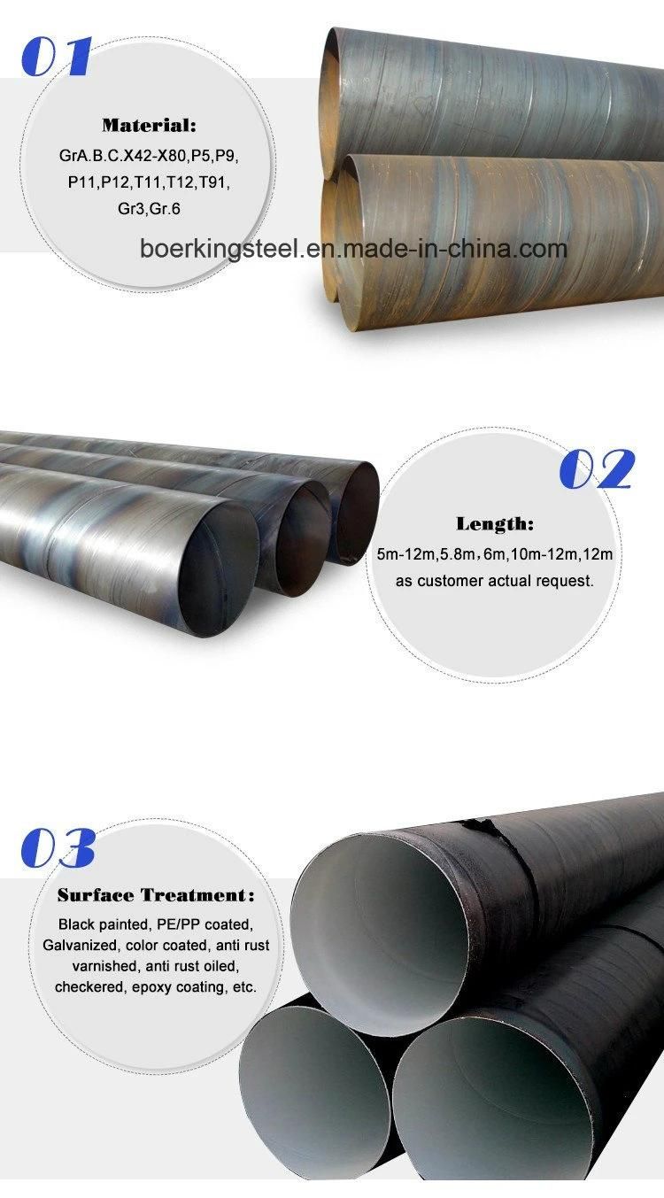 API 5L X52 X42 X56 X60 X80 Oilfield Pipeline SSAW Dsaw Spiral Steel Pipe Weld Carbon Steel Pipe