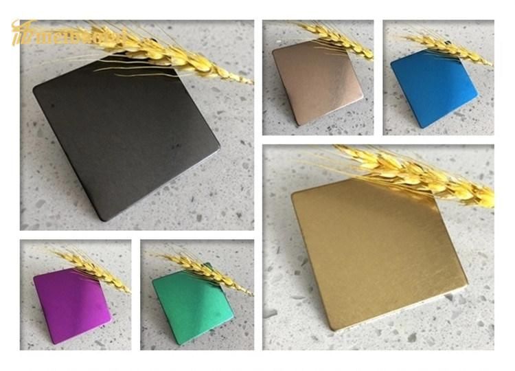 AISI 201 304 316 0.65mm Thickness Brushed Vibration PVD Color Coating Decorative Stainless Steel Plate for Kitchen Equipment