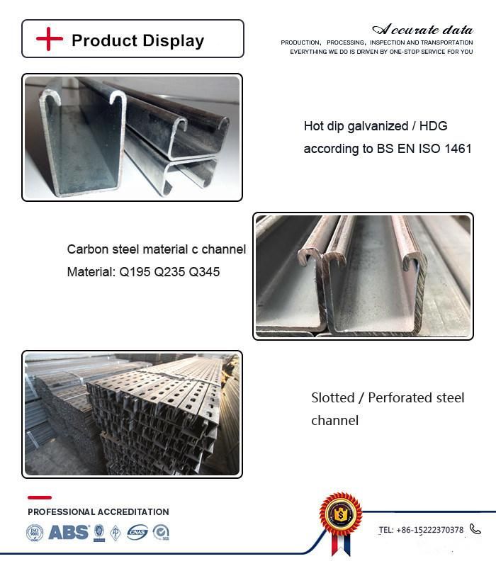 41X41 Structural C Channel Steel C Profile C Purlin Galvanized Unistrut C Channel