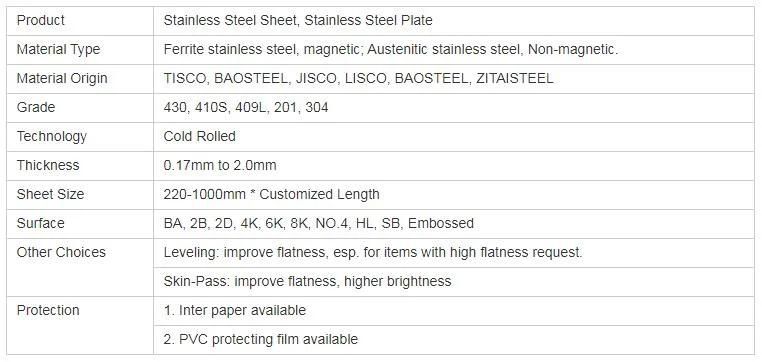 Stainless Steel Sheet 304 Mirror Finish Hot Sale High Quality