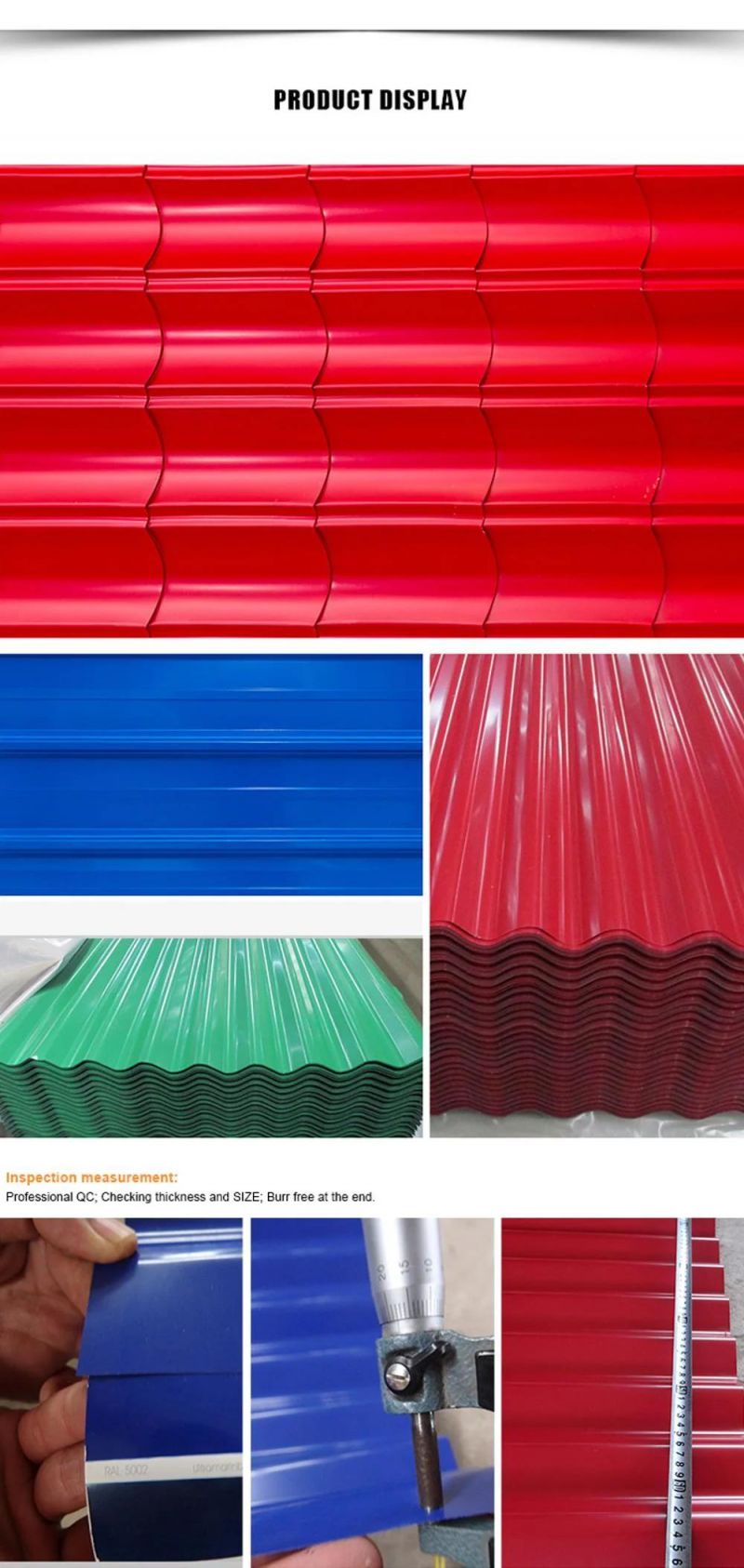 Prepainted 0.47mm Roofing Sheet Zinc Coated Corrugated Sheets Corrugated Steel Iron Sheets Roofing