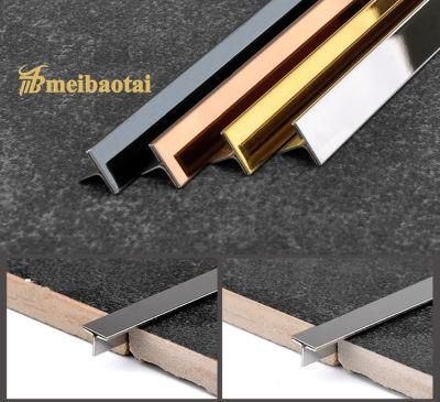 Factory Prices PVD Color Coating Black Golden Rose Decorative T-Shape Straight Edge Stainless Steel Tile Edging Trim