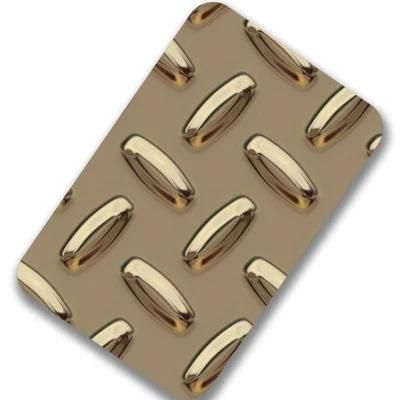 Mirror Brass Colour Stainless Steel Embossed Sheet Hammered Plate