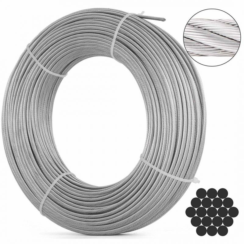 Grade 304/316 Stainless Steel Wire Rope, Available in Different Sizes