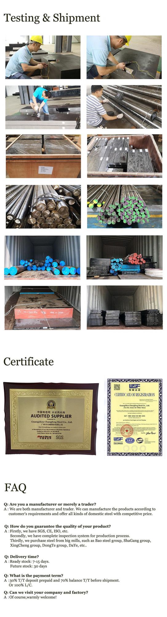 1.2080 /SKD1 /D3 /Cr12 Cold Work Special Alloy Tool Steel Round Steel