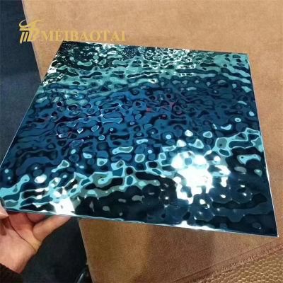 Stamping Water Ripple 8K Mirror Polishing Finish Plate Four Feet 0.85mm PVD Green Blue Plate 201 Stainless Steel Sheet