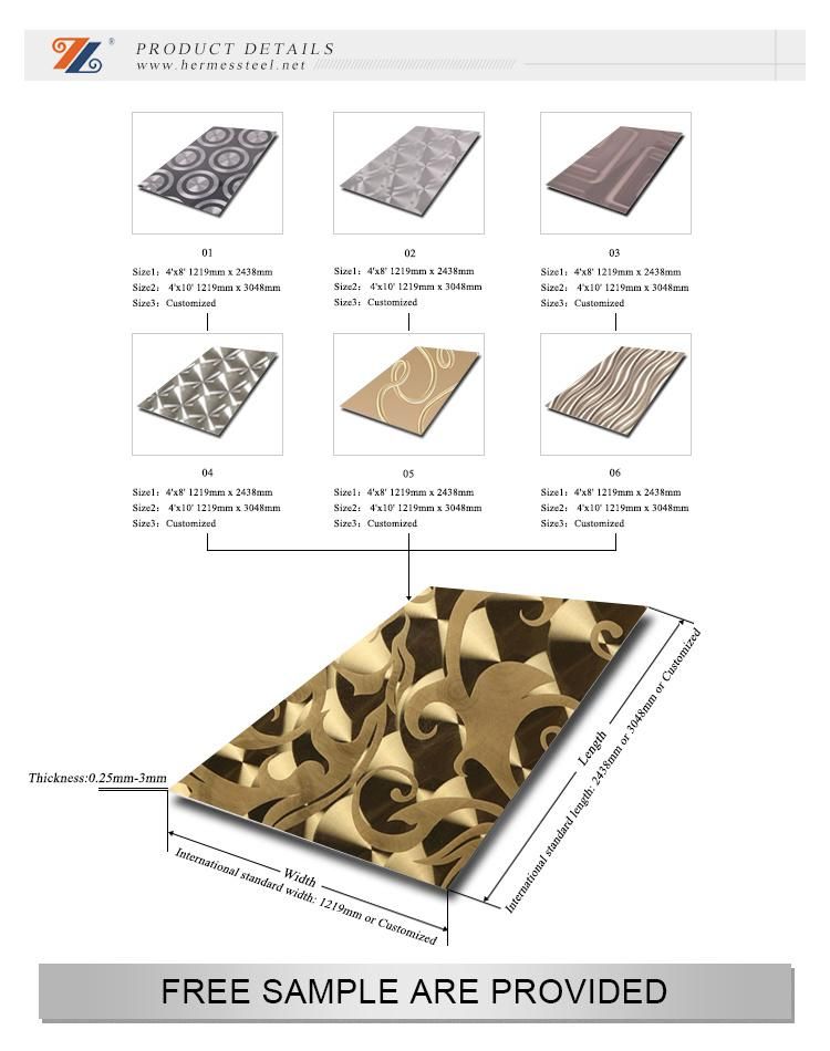3D Laser Decorative Stainless Steel Sheet for Hotel/Shopping Mall/Restaurant Project
