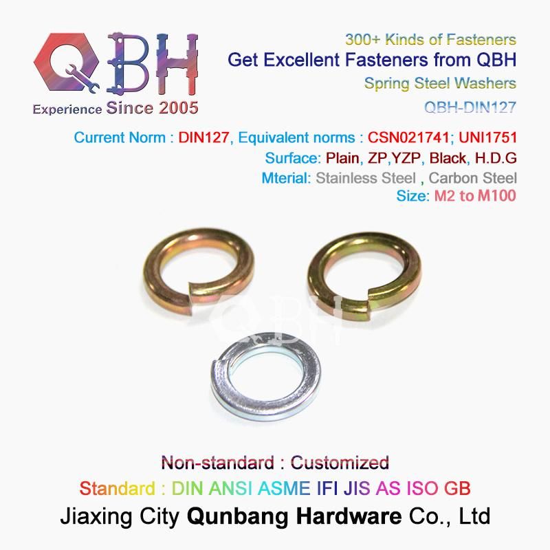 Qbh OEM ODM DIN127A DIN127b Plain/Zinc/ Color-Zinc Yellow Zinc Plated Carbon Steel/Stainless Steel Customized DIN 127 a B Spring Washer Coil Spring Shim