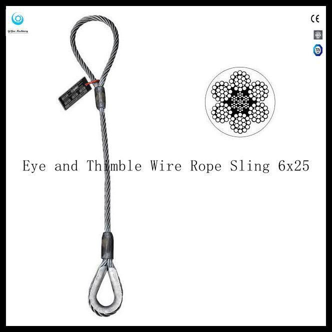 Single Leg Wire Rope Slings - Eye and Thimble 6X25 Bright Eips Iwrc