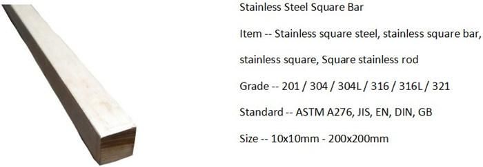 Factory Price 8 mm Stainless Steel Square Bar Building