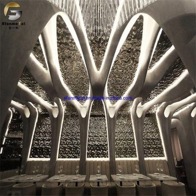Ef168 Hotel Decoration Projects Ceiling 304 Silver Mirror Embossed Water Ripple Stainless Steel 3D Panel Sheets