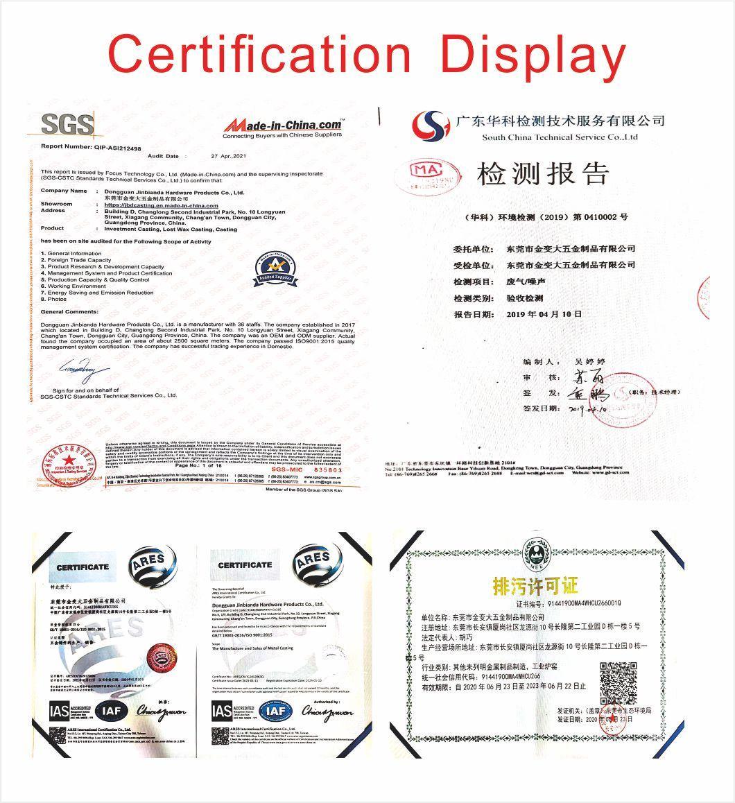 Precision Stainless Steel Silicasol Wax Lose Casting Part with Machining Process