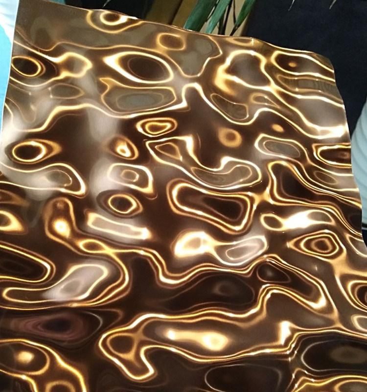 Mirror Finish Embossed Decorative Panel Water Ripple Stainless Steel Sheet
