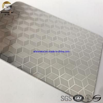 Ef210 Sample Free Decoration Projects Door Panels Silver Cube Style Sand Stamped Stainless Steel Sheets
