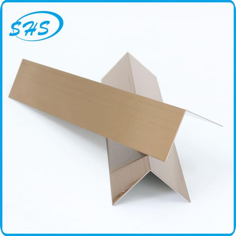 Stainless Steel V-Shape Angle Trims with Ti-Golden Color 800 G Mirror Finish as Accessories for Tile Corners and Wall Corners