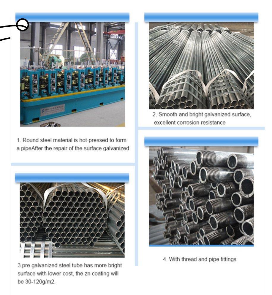 Hot Dipped Gi Pipe ASTM A36 A53 A106 DN40 1.5 Inch 2 Inch 4 Inch Galvanized Steel Pipe Price Per Meter Galvanized Round Pipe for Greenhouse 6 Meter Length
