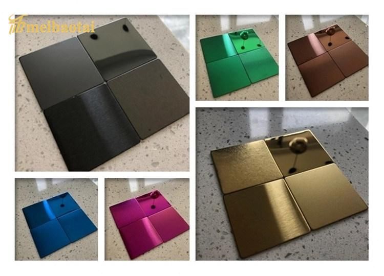 1219X2438mm 0.55mm PVD Color Coated Violet Rose Gold Green Black Titanium Mirror Polish Wall Elevator Decoration Plate 201 Stainless Steel Sheet